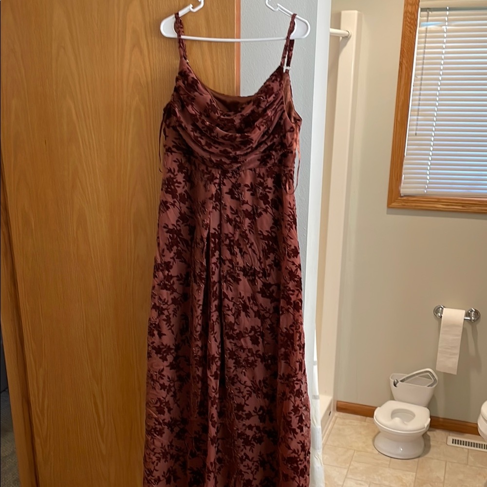 Revelry Bridesmaid Dress- burnout velvet terracotta size 14